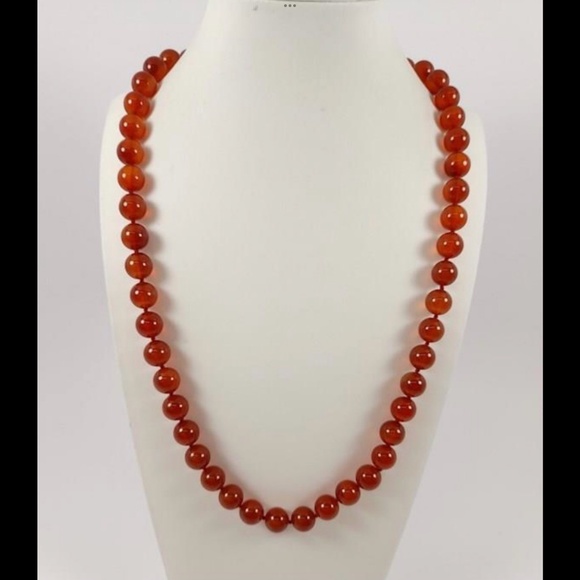 CARNELIAN BEADED NECKLACE Knotted & Well-Matched Premium Beads 27” Long … - Picture 3 of 7